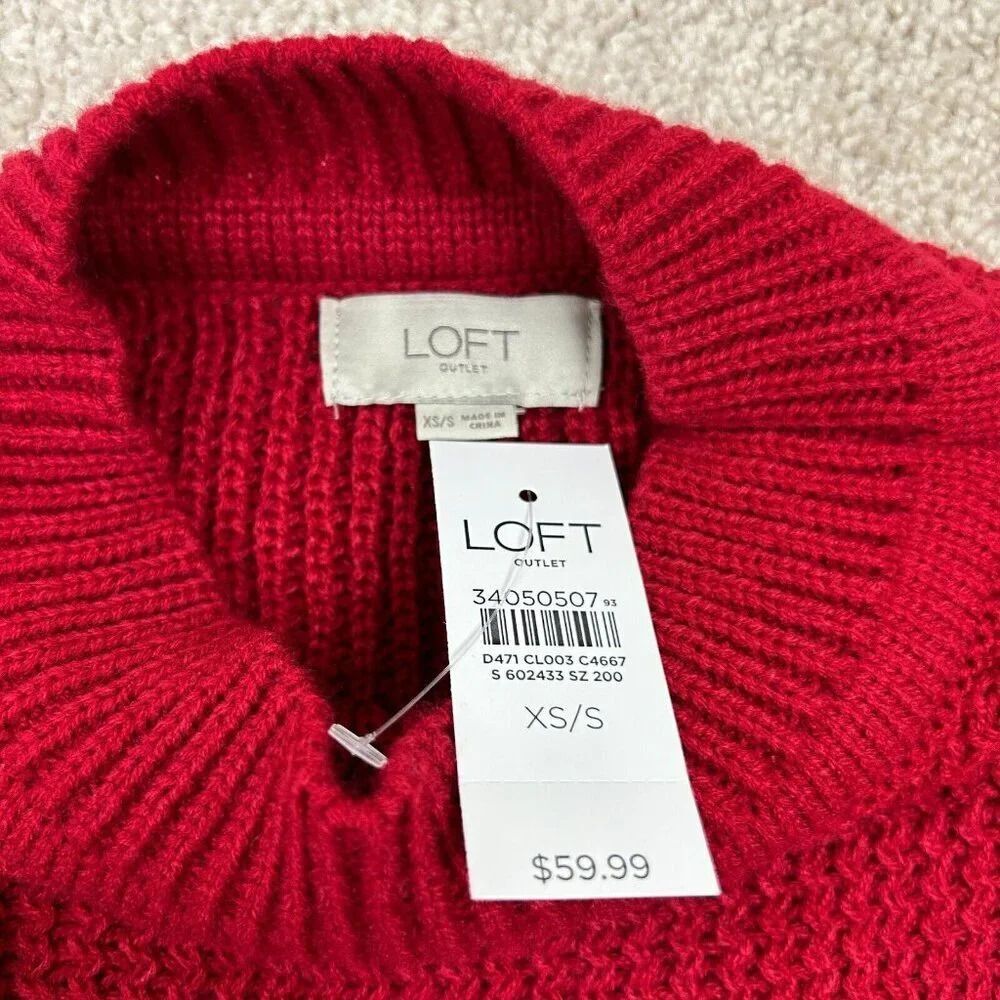Loft Poncho Womens XS / Small Red New with Tag Oversized Boxy Sweater Ladies - Picture 4 of 10